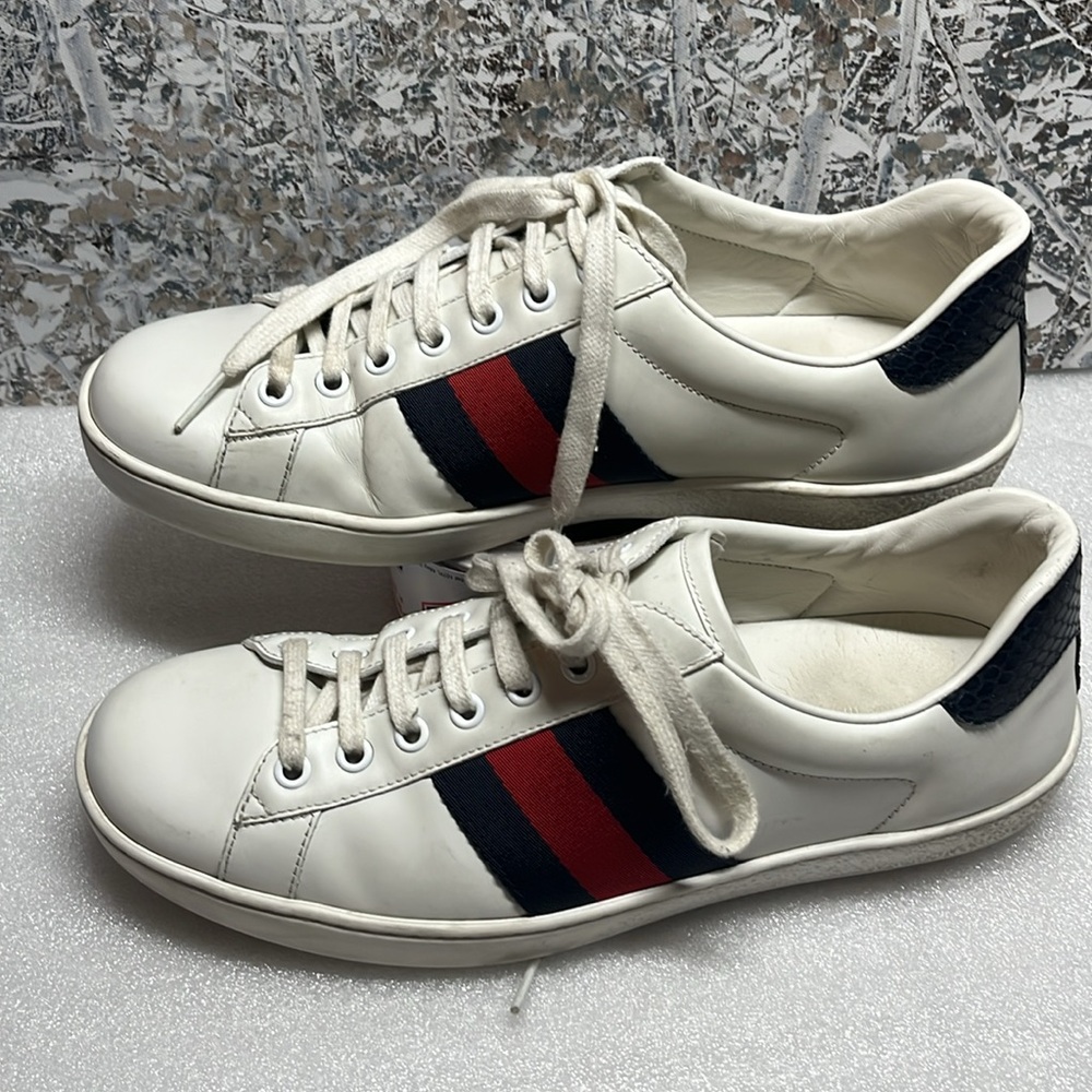Gucci Ace Leather 'White Blue' Sneaker - Picture 3 of 15